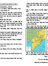 Đề cương ôn luyện giữa học kỳ II môn Lịch sử Lớp 8 - Năm học 2021-2022